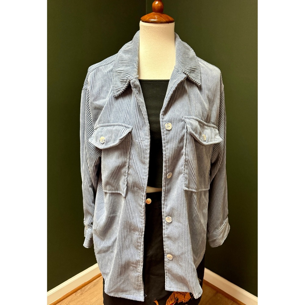 Ashley by 26 International Blue‎ Corduroy Shacket Women's Size M